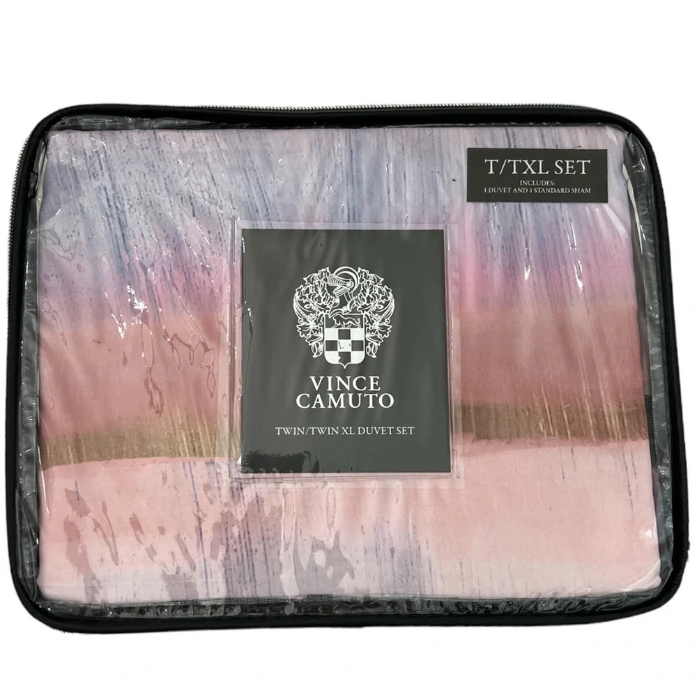 Twin XL Dorm Bedding Duvet Cover Set Watercolor Stripe NWT College Bedding